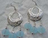 Silver and Blue Chandelier Earrings