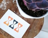 Rubber Block Print - Orange and Navy Bow Tie 5 x 7