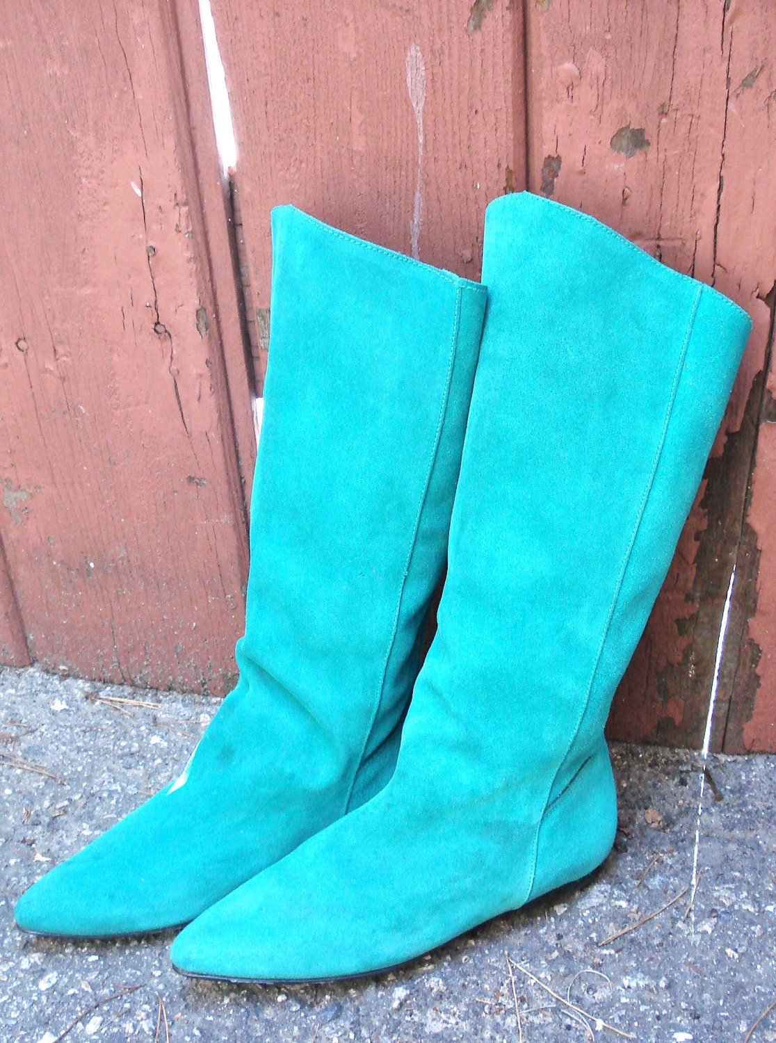 turquoise flat boots
