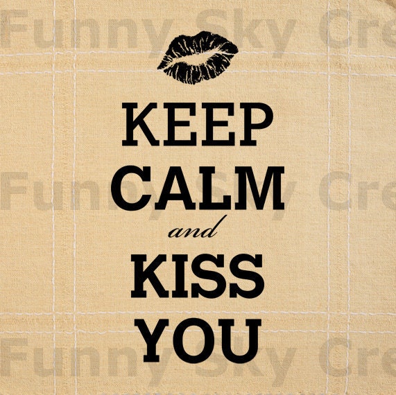 Keep Calm and Kiss You - Burlap Digital Download Paper Word Text Typography Quote Image Transfer To Pillows Tote Bag Tea Towels b012
