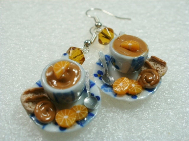 Chocolate Mousse Earrings. Polymer clay.