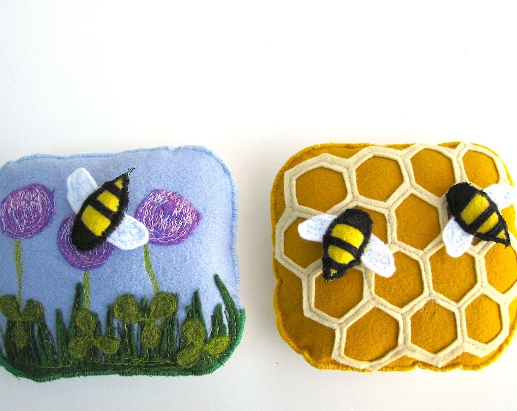Handmade Montessori Work - Magnetic Wool Felt Bee and Honeycomb Work. Made to Order.
