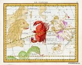 cancer constellation map zodiac print crab