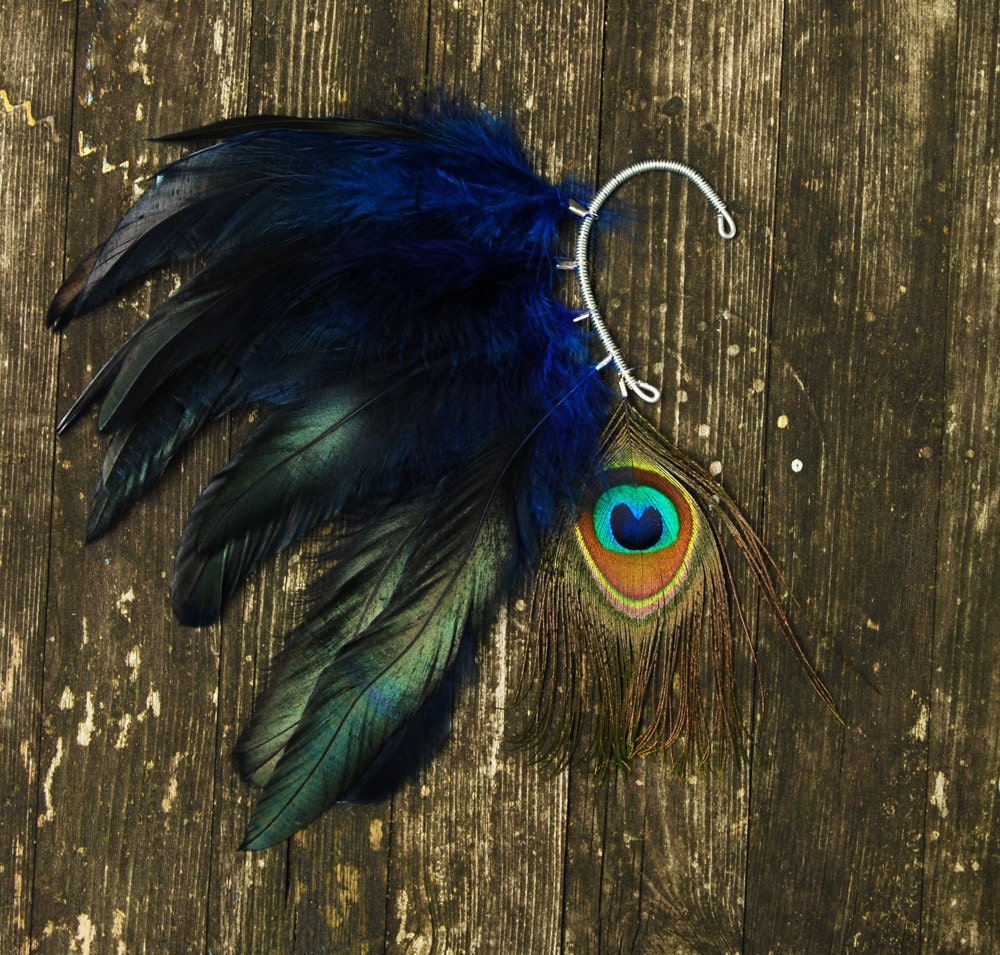 Feather Ear Cuff - Eye Of Night Sky