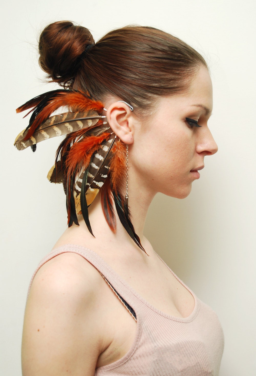 Feather Ear Cuff - Fire Tiger