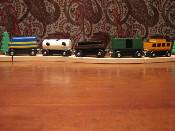 Handmade Wooden Toy Train Freight Train 5 Cars By Jlkoriginals