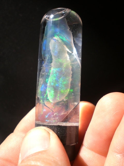 Amazing Virgin Valley Opal with a phantom. Very rare, unique and beautiful.