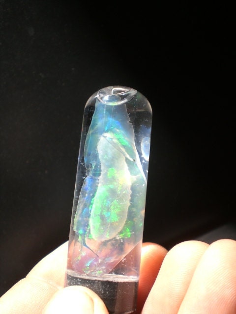 Amazing Virgin Valley Opal with a phantom. Very rare, unique and beautiful.
