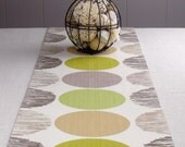 White Table Runner - Green Color, Lime, off-White Color,  Modern Table Runner 60 inch 60" long