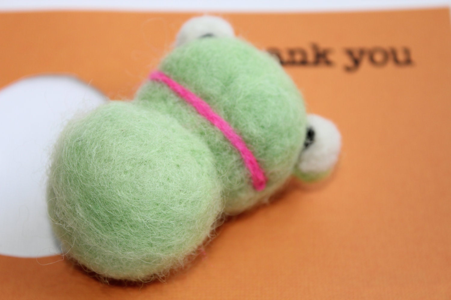 Hand Needle Felted Nerdy Froggy - Honeydew (Greeting Card - Thank you)
