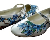 Something Blue- Flowers and Birds Wedding Shoes