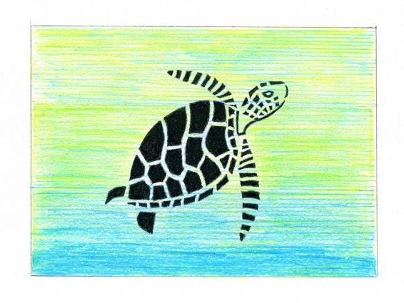Sea Turtle Swim :  Great for Children's Bedrooms.  8 x 11 and 11 x 14.  Original artwork print.