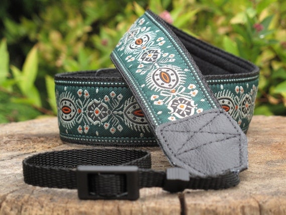 Custom Made Camera Strap 1.5" - 'Green Peacock'