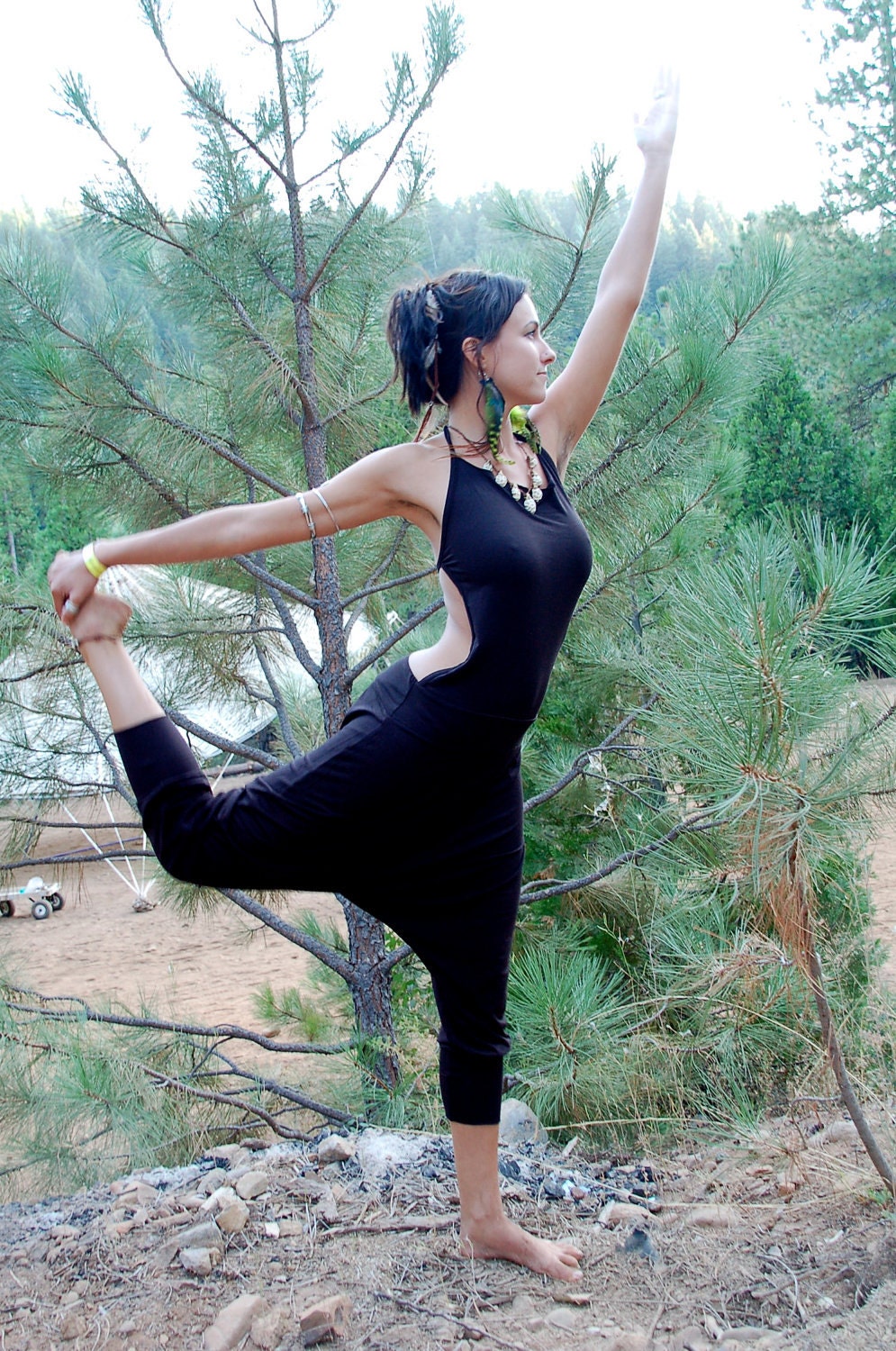 Vinyasa Yoga Onezie With Open Back, meditation, chakra, hippie onesie, harem pants, afgani