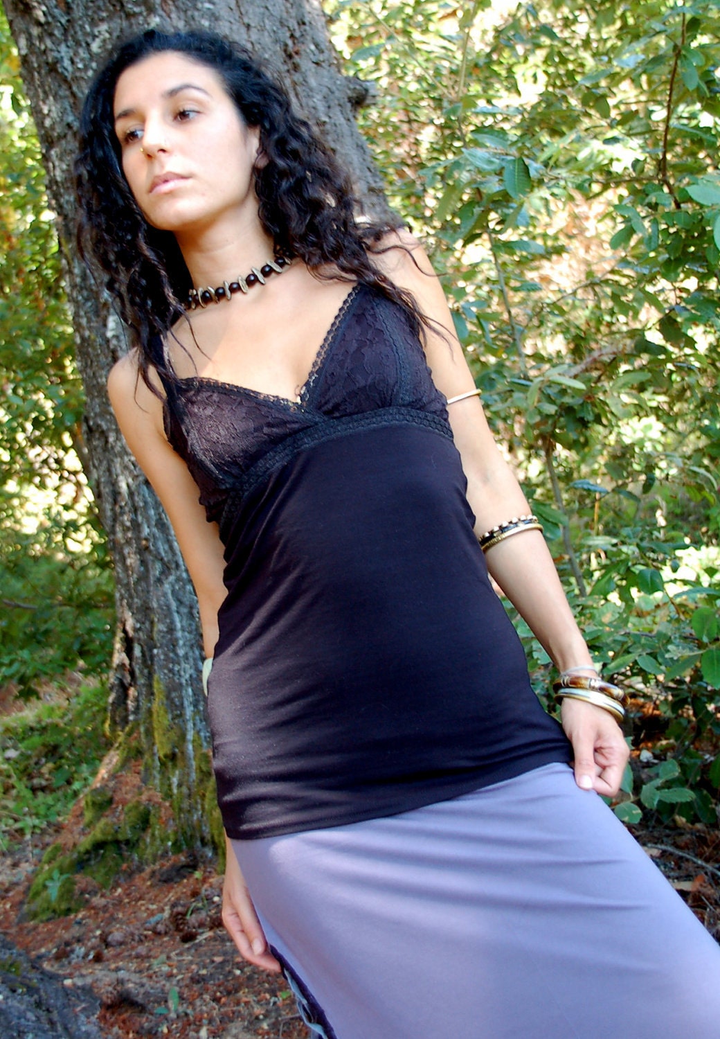 Sexy Lace Tunic Top /The Lynx Top In Black, romantic lace top, hippie, gypsy, tunic, long top, jersey, Bohemian Princess