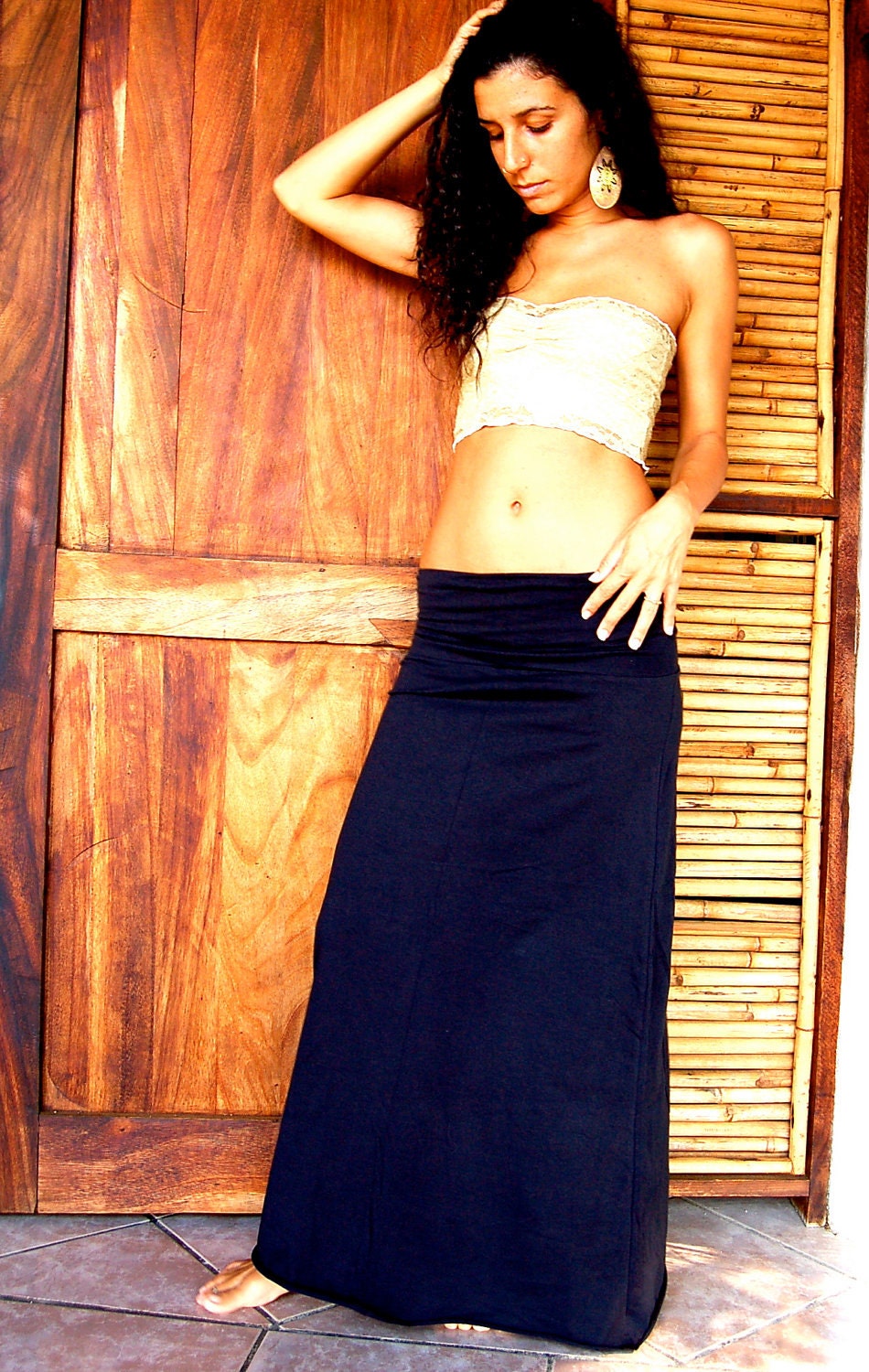 Long Feminine Gayani Skirt, gypsy skirt, hippie, Bohemian Princess, maxi skirt, natural, simple, jersey