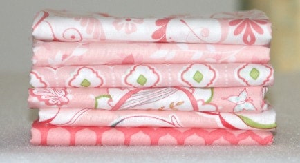 Bella Butterfly Pink Fabric Bundle, Patty Sloniger for Michael Miller, 5 Fat Quarters (1 and 1/4 yards)