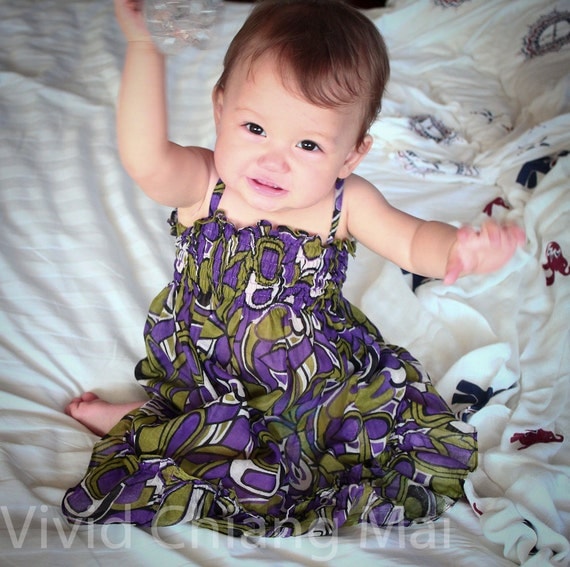 Baby girl dress, floral infant clothes, toddler gift cute 7 to 14 months