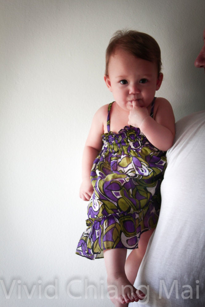 Baby girl dress, floral infant clothes, toddler gift cute 7 to 14 months