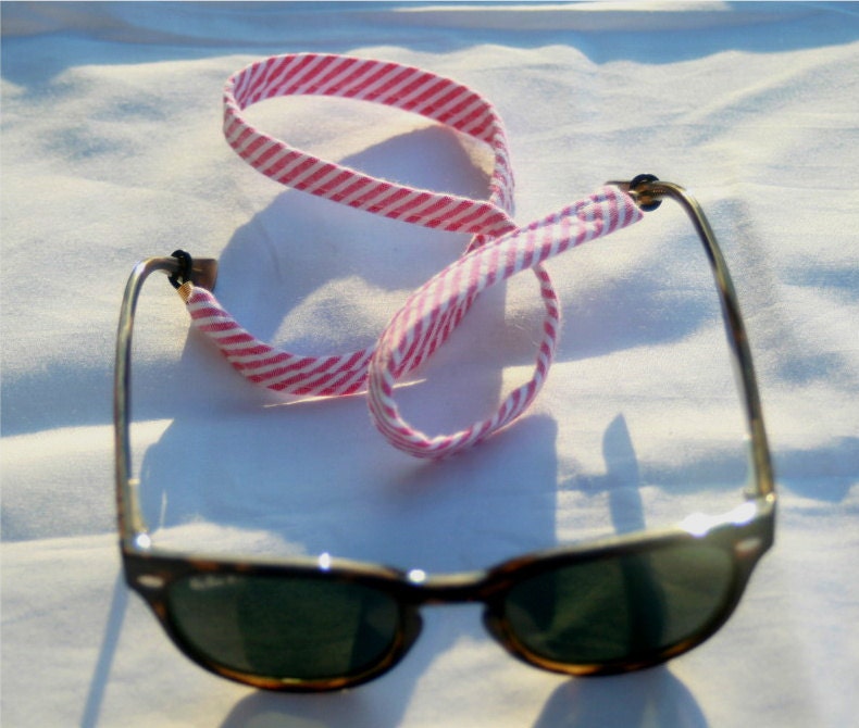 Red Stripe Seersucker Sunglass Croakies