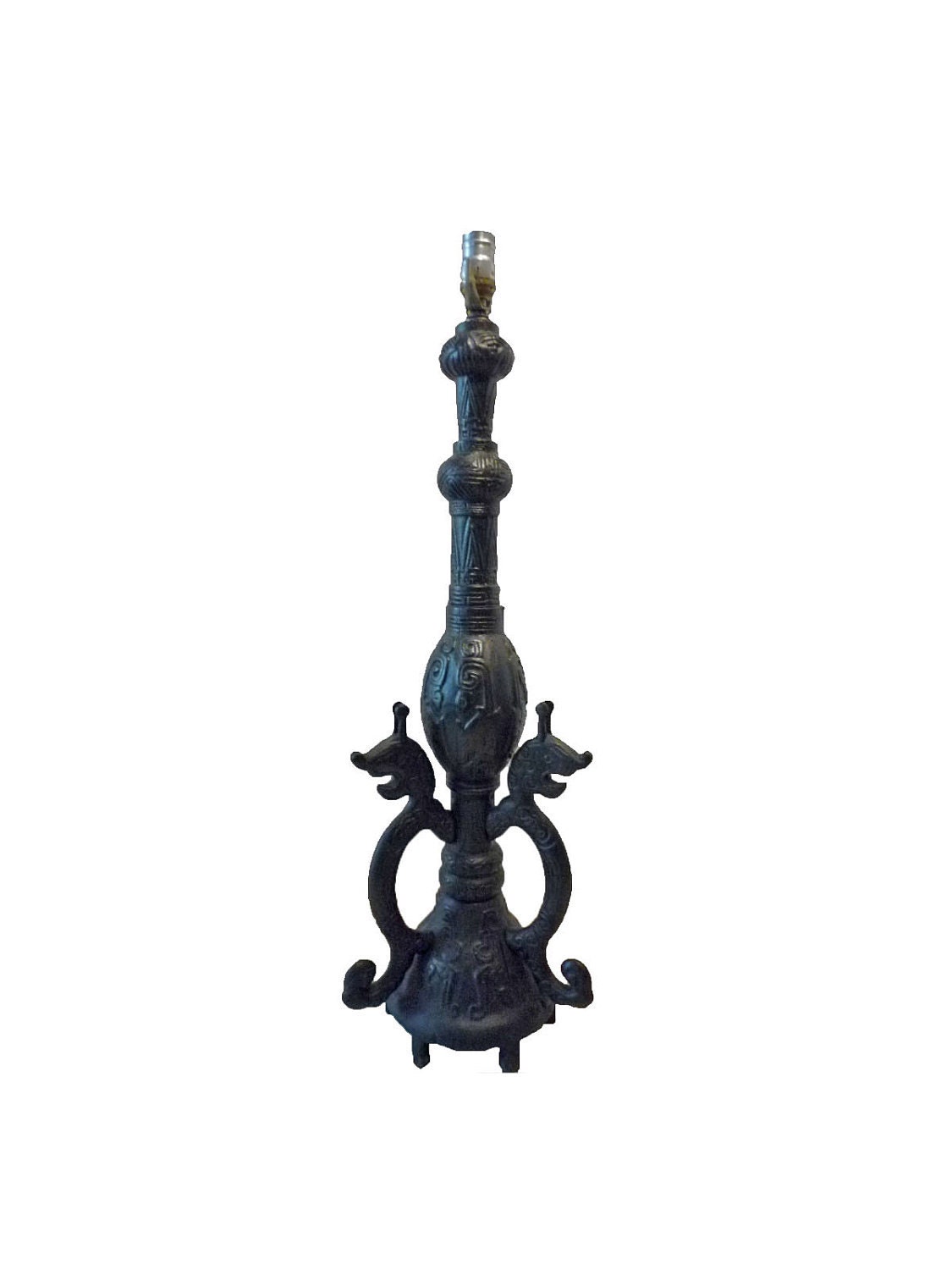 CAST IRON Chinese style LAMP: Dragon Motif Huge by Greentiques