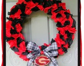 UGA Georgia Black and Red College Football Wreath