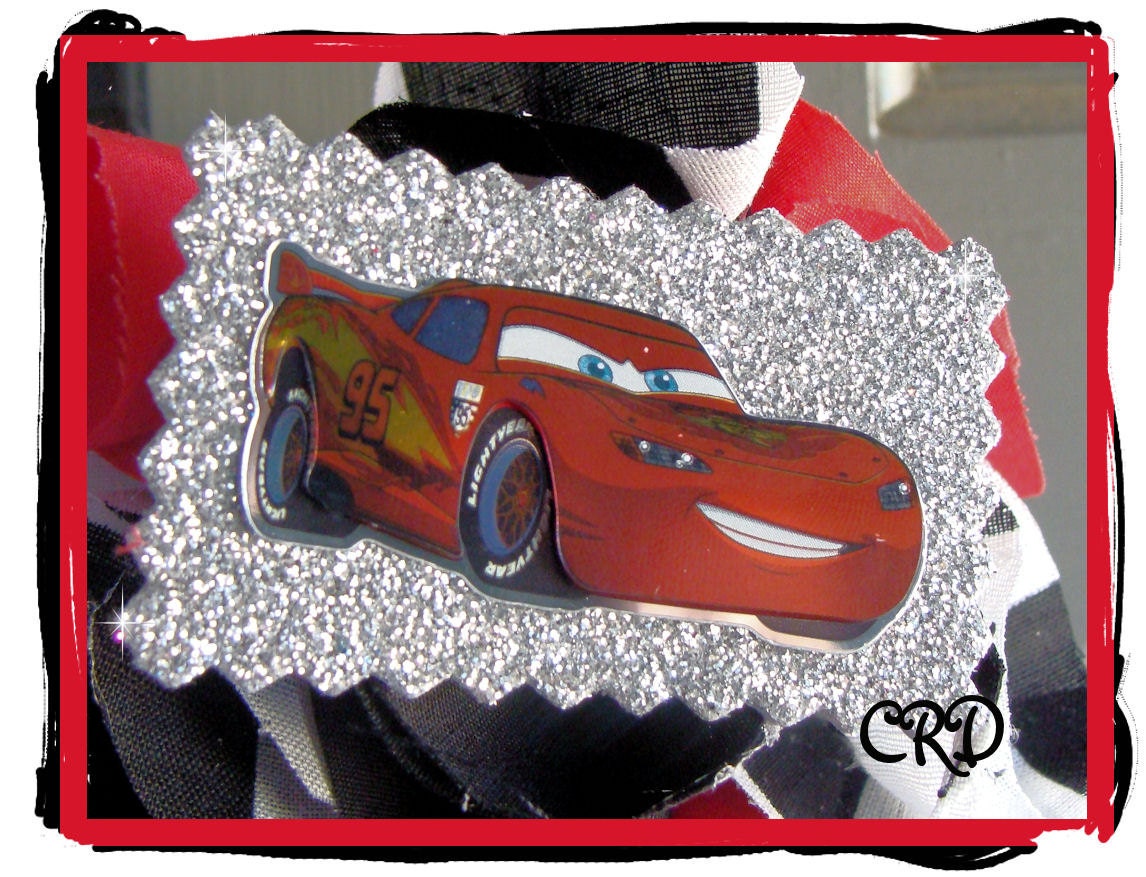 Car Racing Birthday Wreath - Number or letter in red and black