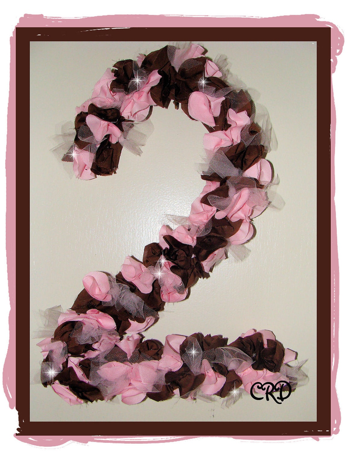 Girl Pink Brown Birthday Number Wreath