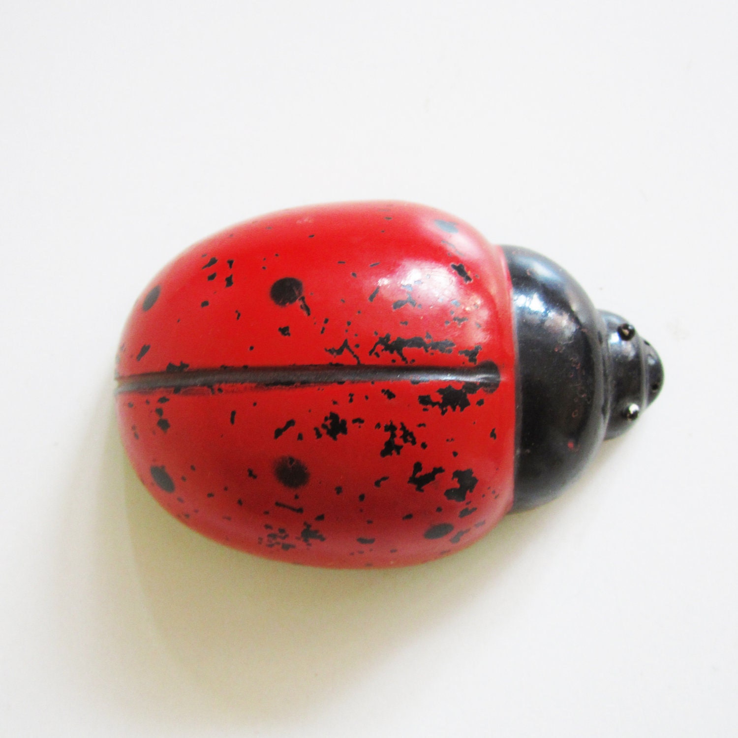 ANTIQUE friction LADY BUG, her name is Vanka Kybanka. Use her for assemblage, home decor or to keep company.