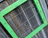 Bright Lime Green Rustic Home Decor Picture Memo Board Photo Display Card Holder Chicken Wire