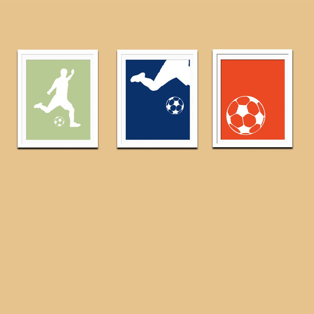 Soccer Boy Silhouette, Sports Modern Prints, Playroom Wall Art,  Teen Wall Art, Childrens Room Decor, Custom Colors, Personalized, 8x10