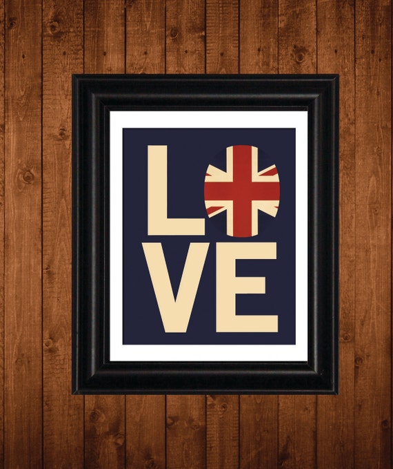 British Flag, I LOVE my BRITISH Roots, Union Jack Flag, 8 x 10 Print