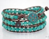 Turquoise Russian Amazonite Leather Wrap Bracelet - Chan Luu Style
