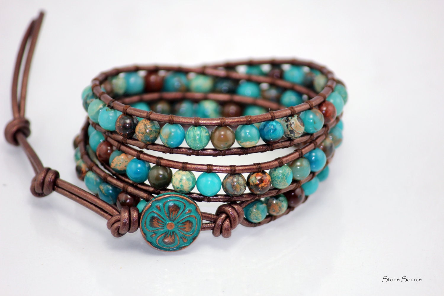 Wrap Bracelet -Turquoise African Opal - Chan Luu Style