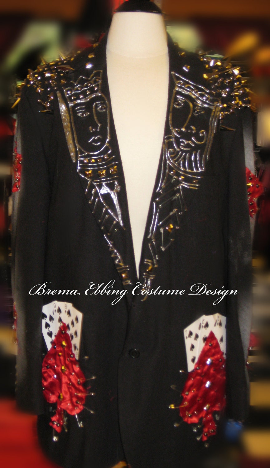 Alice in Wonderland Mens Costume  Ace of Spades Themed Punk Goth Jacket Costume