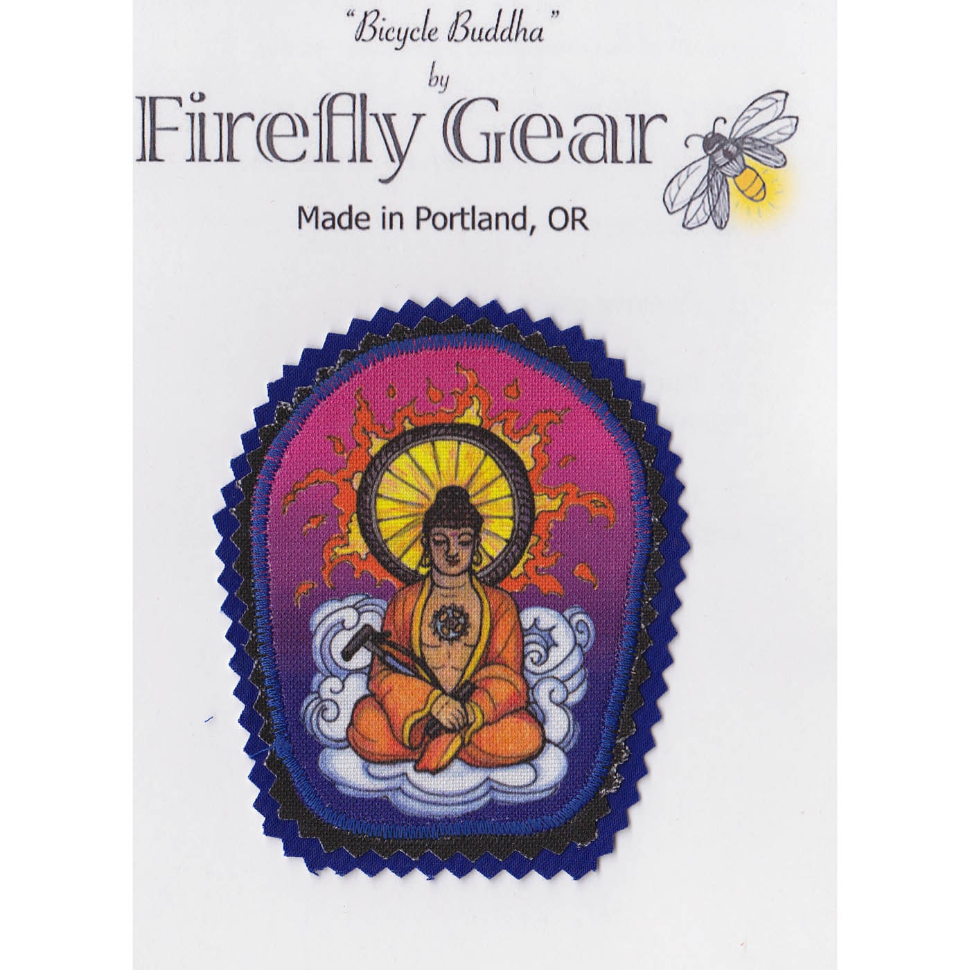 Bicycling Buddha Iron On Patch