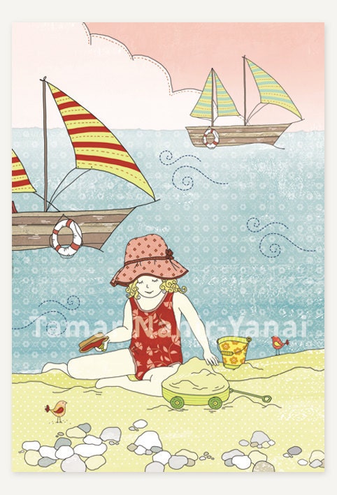 Nursery Print Beach Ocean - Summer Time - 15cm x 22cm