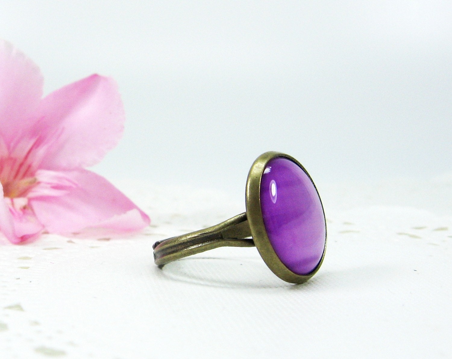 Pink Purple Ring, Adjustable, Ombre (0-1R) - Free shipping