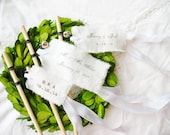 CUSTOM . with bells . 100 wedding streamers . cottage chic wands instead of rice . bespoke