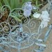 2 Shabby Chic French Blue Iron Plant Stands With Flower Basket tops 1960's Vintage