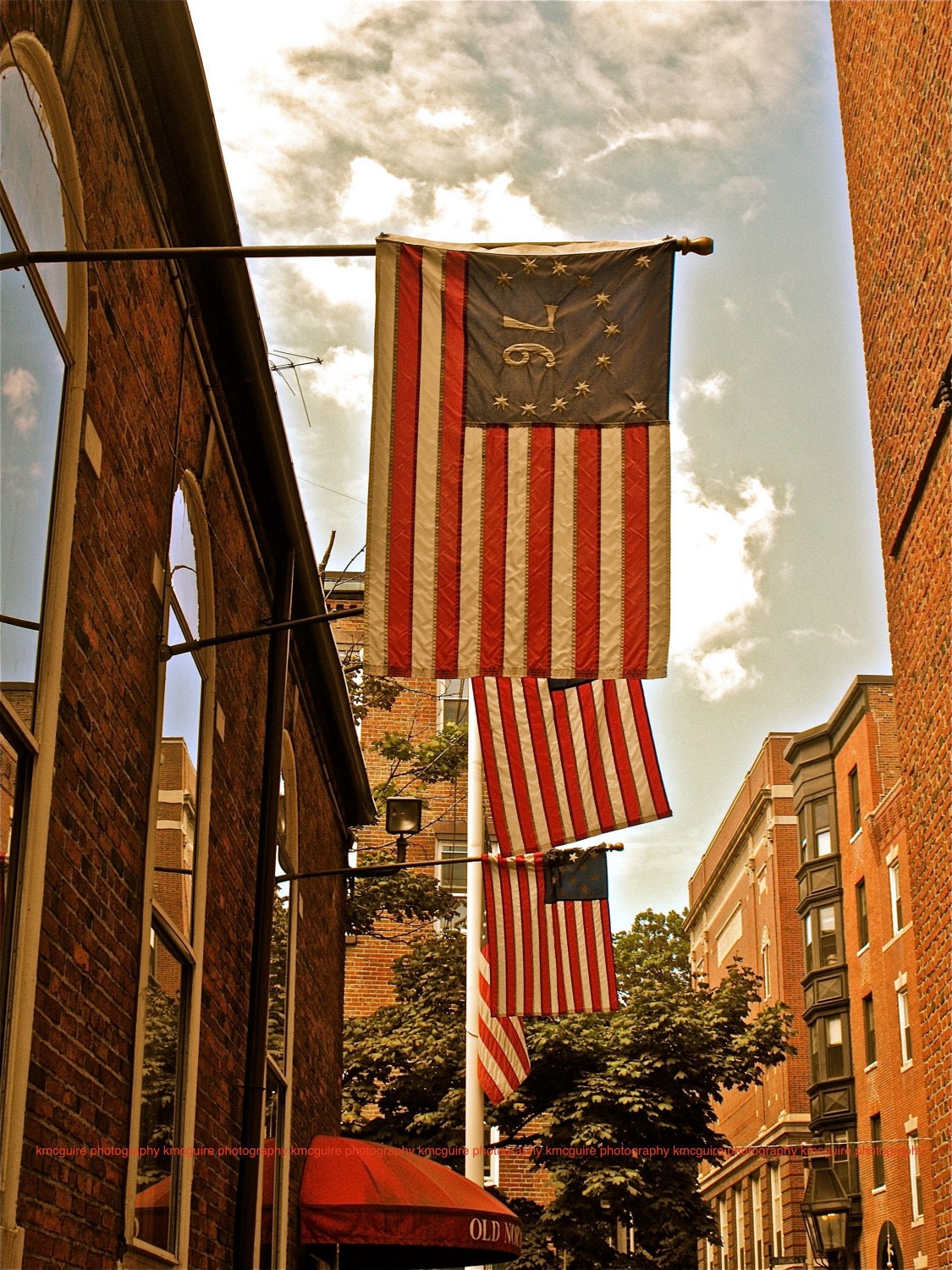 North End, Boston, Massachusetts American Flags - "1776" - 5x7, Fine Art, Travel Photography, Other sizes / matted available