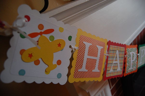 Airplane Happy Birthday Banner, Take Flight, Airplane Party, Airplane Birthday Party Il_570xn