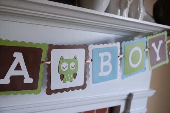 Owl It's A Boy Banner, Owl Baby Shower Banner, Owl Theme, Owl Banner Il_570xn