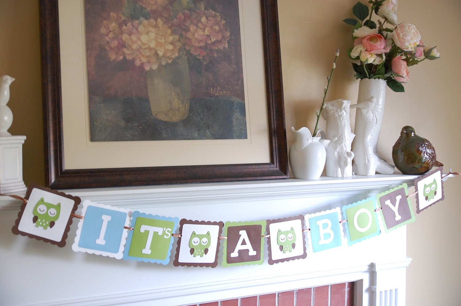 Owl It's A Boy Banner, Owl Baby Shower Banner, Owl Theme, Owl Banner