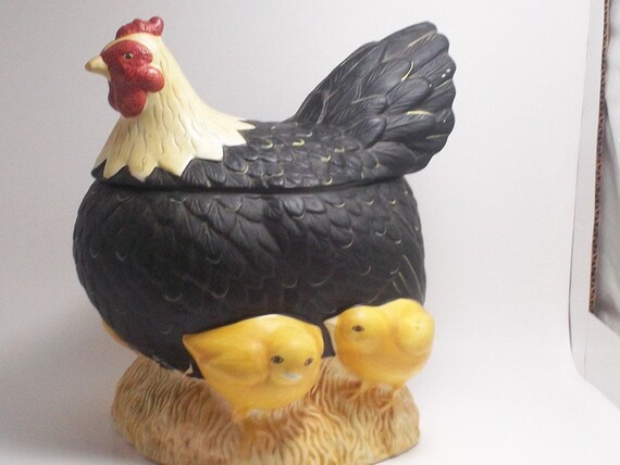 Vintage Warren Kimble Hen and Chicken Cookie Jar by ItsJunique