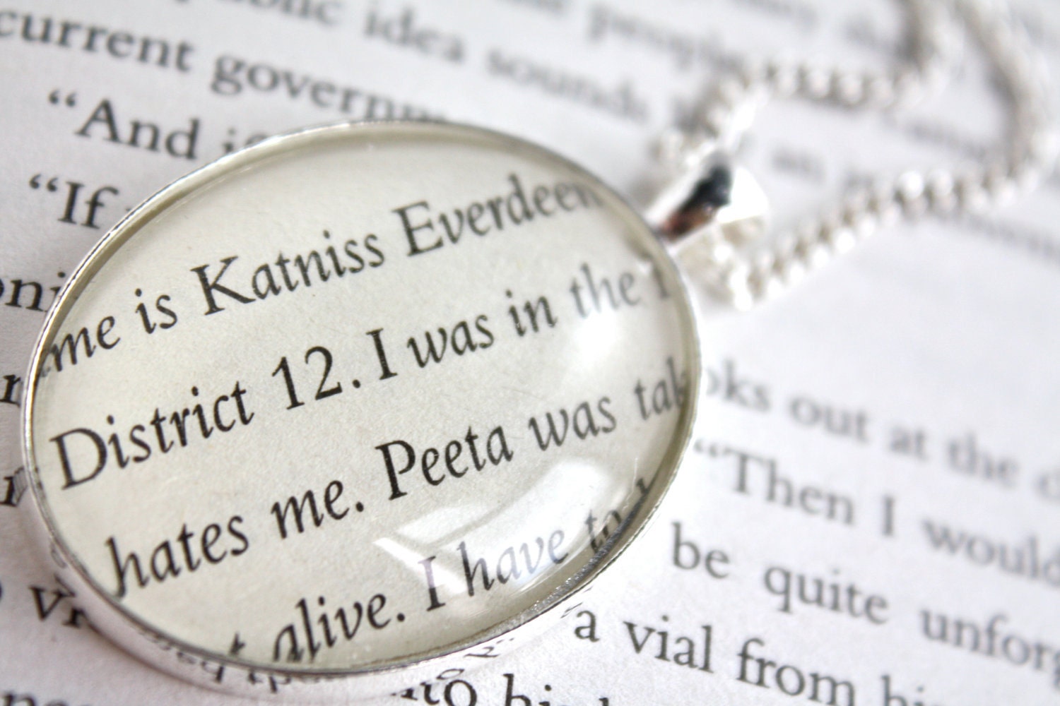 Hunger Games 'My Name Is Katniss Everdeen' Book Page Necklace