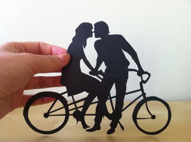 1st Anniversary Couple on Bike Paper Cutting