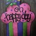 Birthday cupcake burlap door hanger