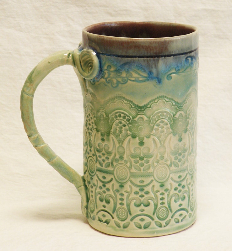 Artisan ceramic coffee mug 16oz stoneware 16A085