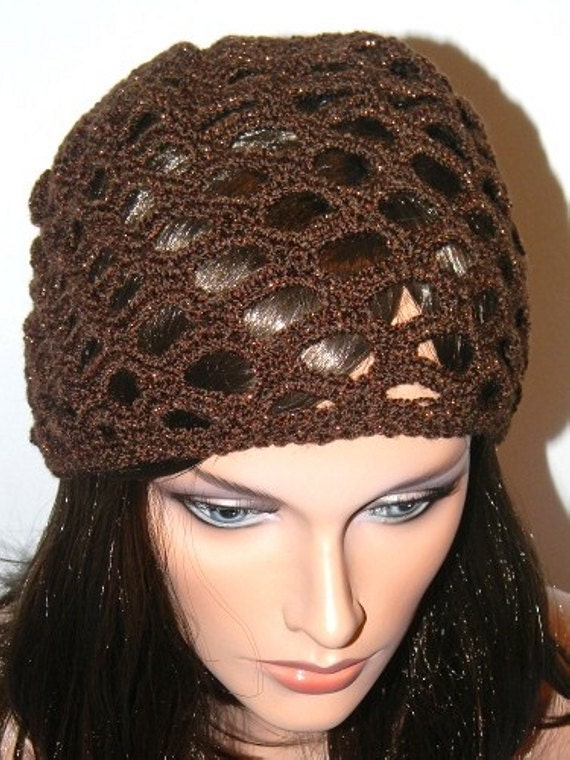 Handmade Boho Sparkle Hat--Copper Cloche